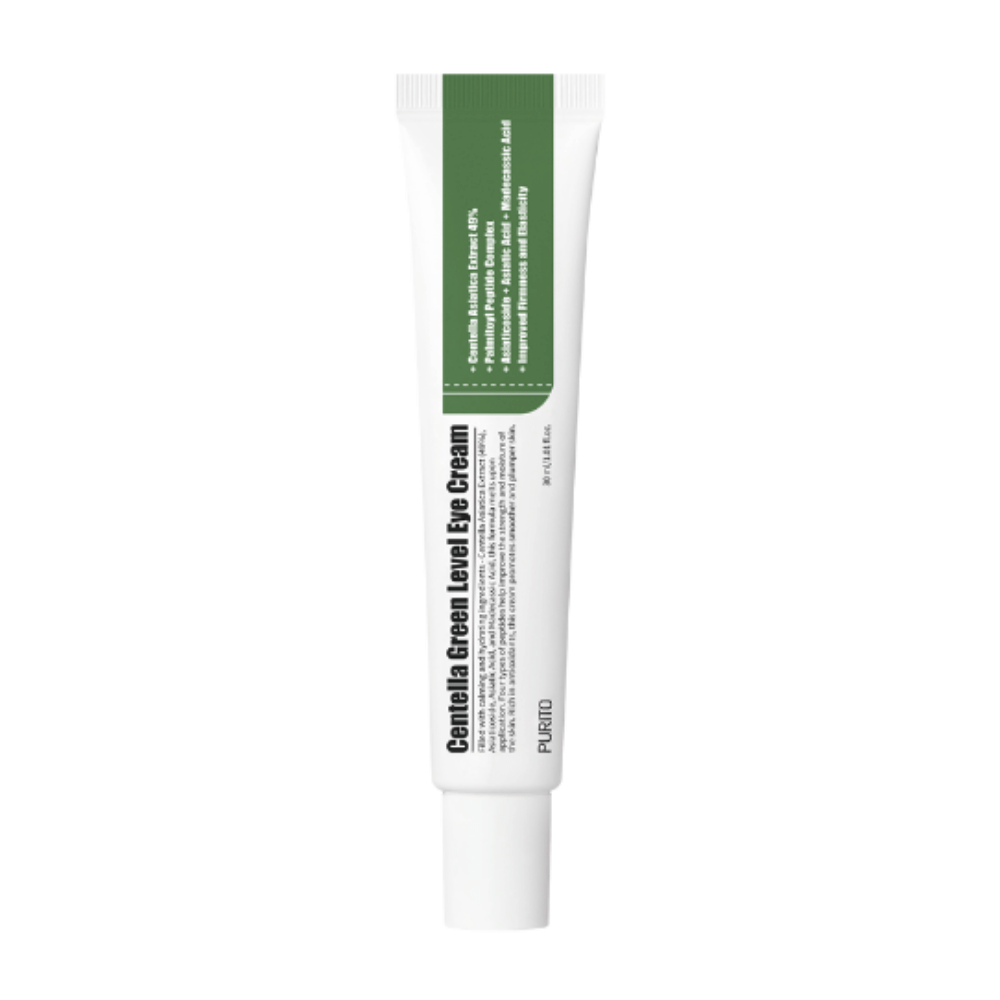 Anti-aging PURITO Centella Green Level Eye Cream 30ml z zelenimi listi na.