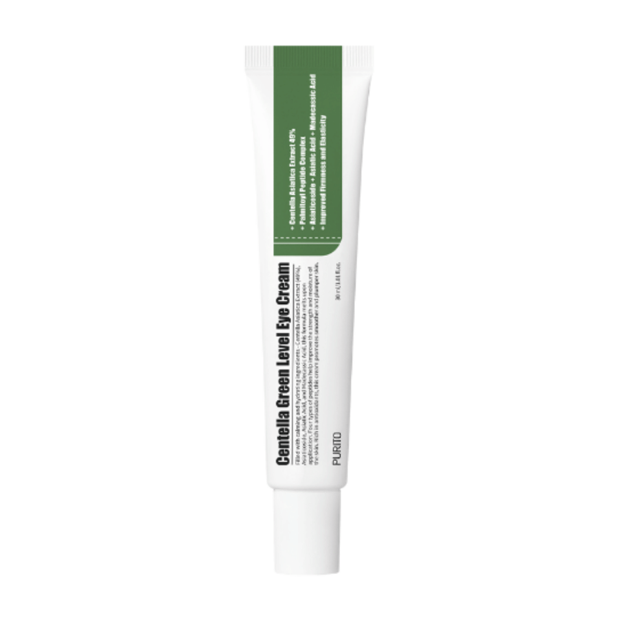 Anti-aging PURITO Centella Green Level Eye Cream 30ml z zelenimi listi na.